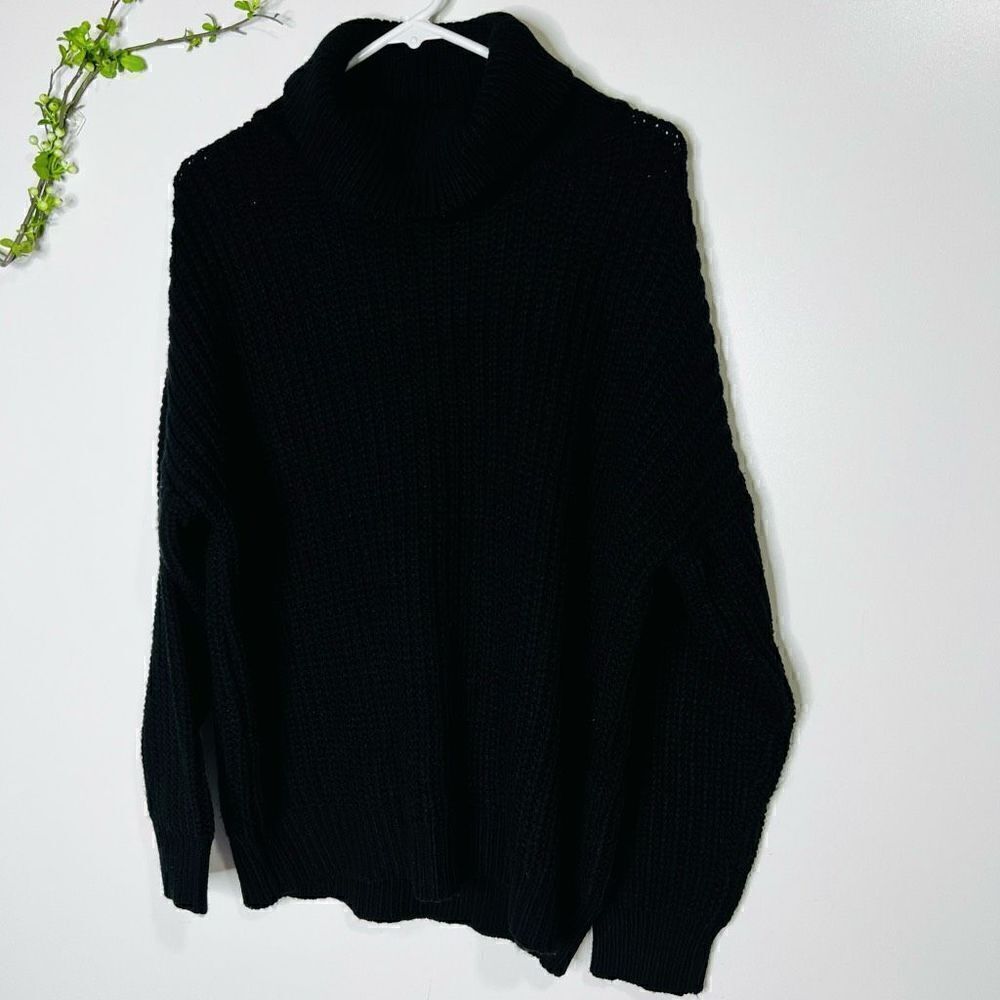 Cotton Candy LA Women's Black Ribbed Knitted Long Sleeve Sweater Size Large